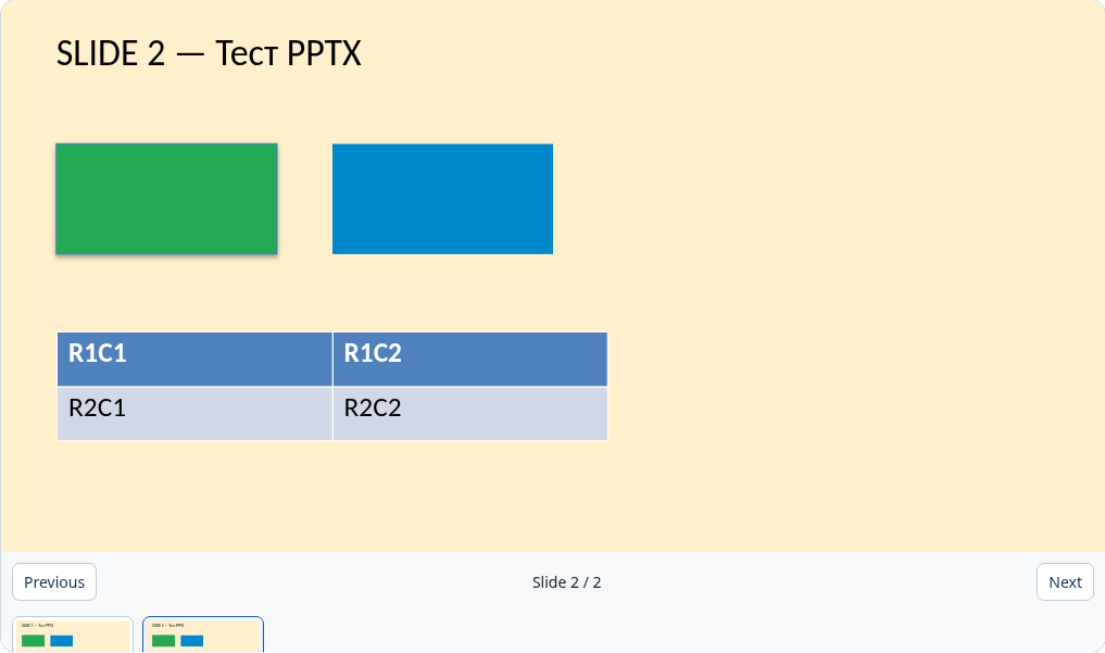 Synthetic PPTX second slide after using Next